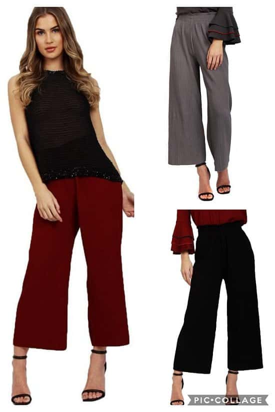 FULL LENGTH THICK ELASTICATED HIGH WAIST PLEATED CULOTTE TROUSER