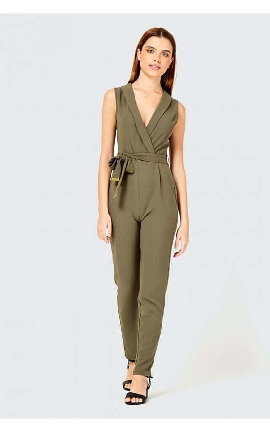 SALE - WRAP COLLAR CREPE JUMPSUIT