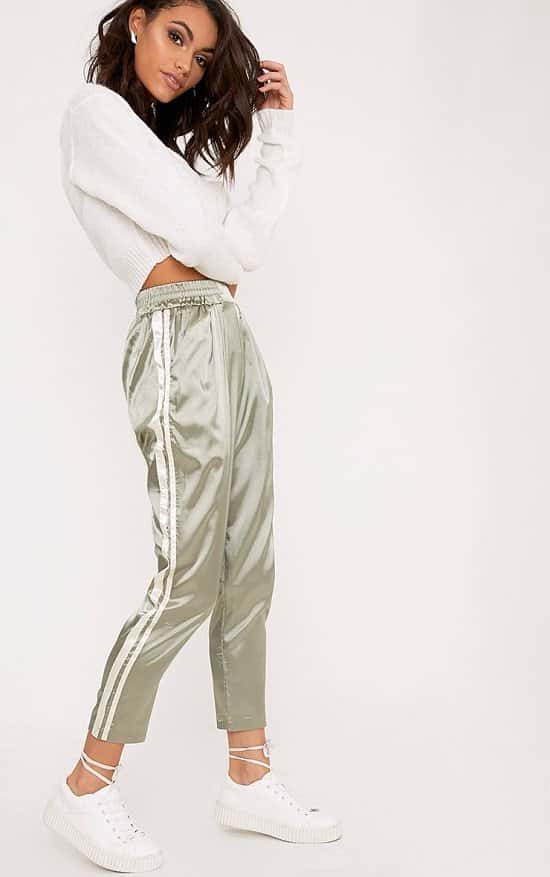 20% OFF OR MORE SITE WIDE - SHANNON SAGE GREEN SATIN SIDE STRIPE BOXER JOGGERS
