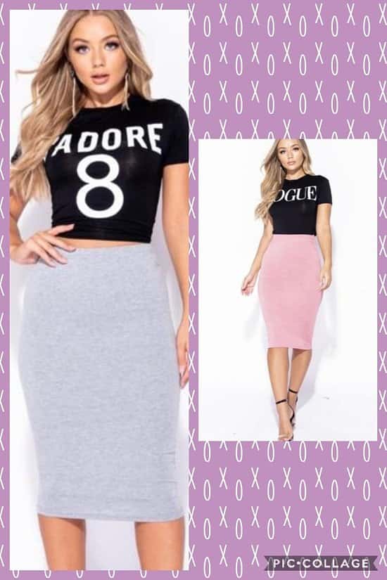 ROSE STRETCH JERSEY PENCIL MIDI SKIRT