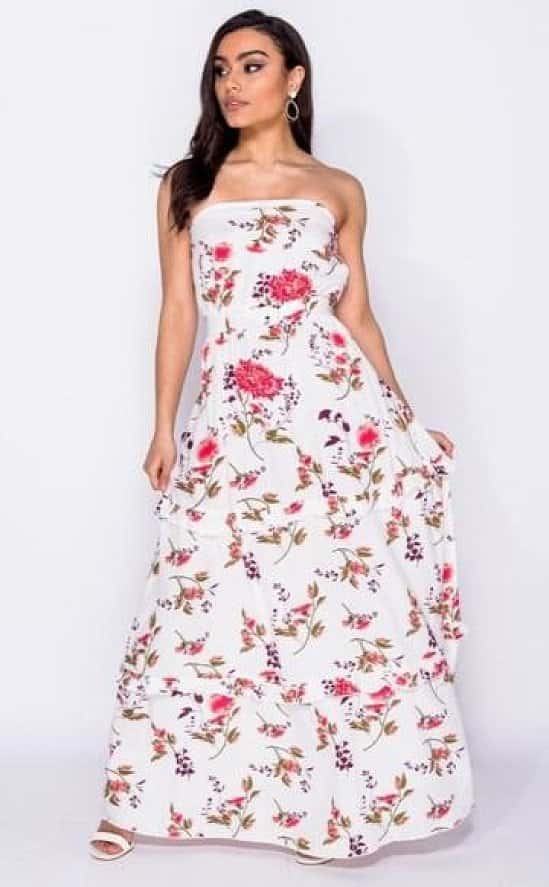 Floral Print Bandeau Maxi Dress