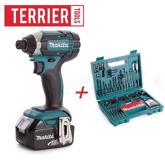 Makita DTD152Z Impact Driver with 1 x 5ah battery + 100 piece accessory kit