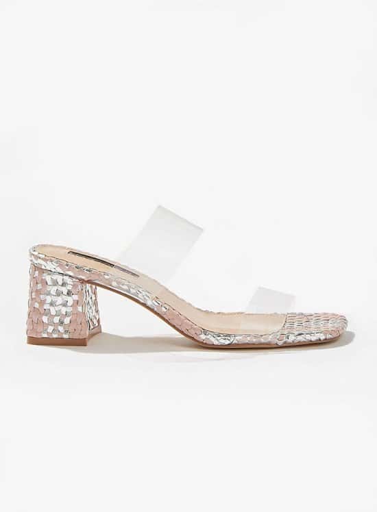 Up to 60% off sale - SPECIAL Pink Woven Perspex Mules
