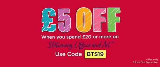 £5.00 Off When You Spend £20 or more on stationery, art & office supplies!