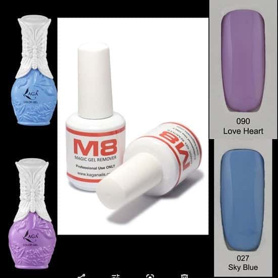 Buy kaga nail gel sky blue & love heart and receive M8 nail gel remover free