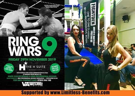 Win tickets to Ring Wars 9 Birmingham boxing supported by Limitless Benefits Ring Girls