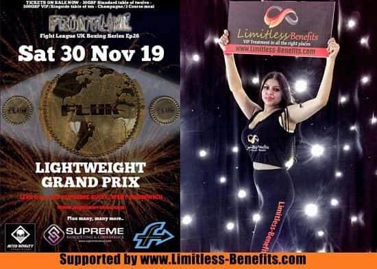win 2 free tickets to Lightweight Grand Prix boxing supported by Limitless Benefits Ring Girls