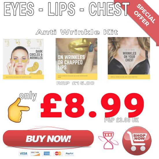 Save 40% on this Eyes, Lips & Chest Anti Ageing Wrinkle Home Treatment Kit