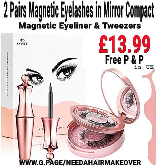 2 Pairs Magnetic Eyelashes, Eyeliner in Compact