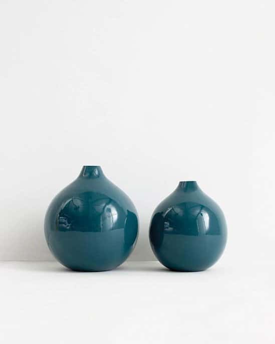 SAVE- Enamel Ball Vase Set, Teal