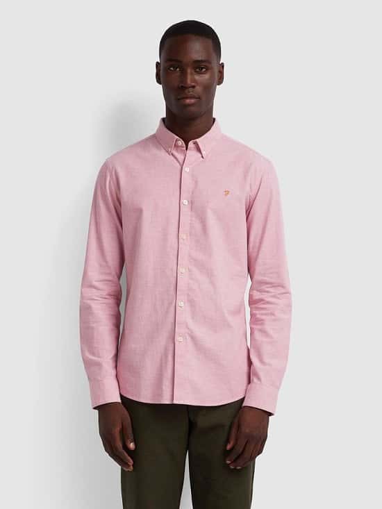 NEW IN - Steen Slim Fit Brushed Cotton Oxford Shirt In Dusty Rose Regular: £65.00!