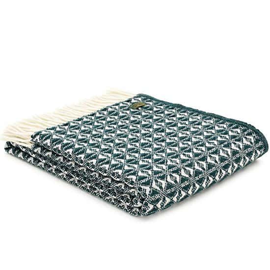 This stunning Cobweave Throw in emerald is made in the UK from the finest pure new wool - £65.00!