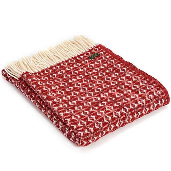 This stunning Cobweave Throw in red is made in the UK from the finest pure new wool - £65.00!