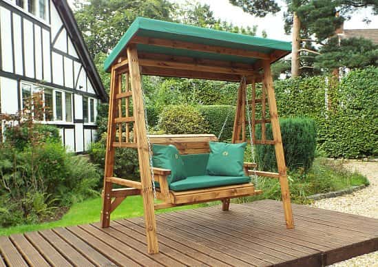 Dorset Garden Swing Green Cushions & Roof Cover – 2 Seater
