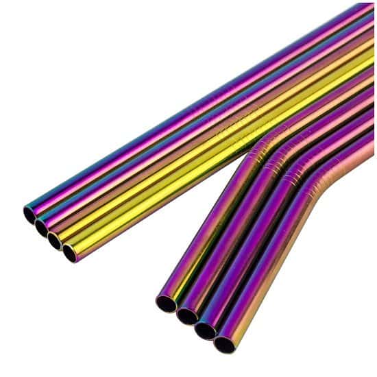 Plastic Free July: REUSABLE METAL DRINKING STRAWS, STAINLESS STEEL, RAINBOW COLOUR: £8.99
