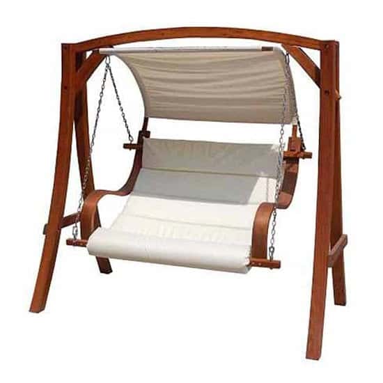 ONLINE EXCLUSIVE - Charles Bentley 2 Seater Wooden Garden Swing Chair With Canopy: £340.00!