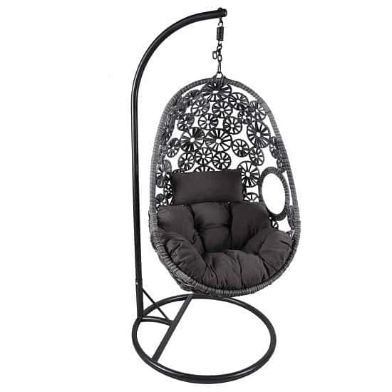 Charles Bentley Rattan Floral Swing Chair Grey - £290.00!