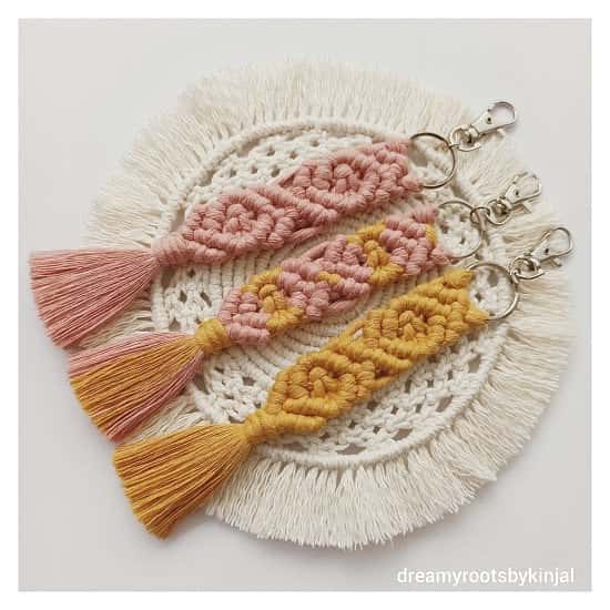 Macrame Keychain, Ideal Gift for any Occasion, Bag Charm, Keyring, Handmade - £7.49 each