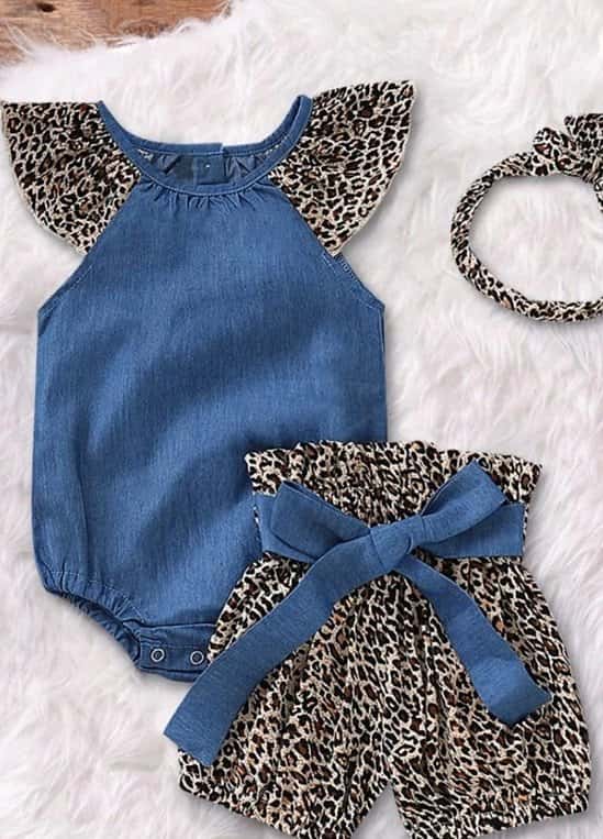 Baby Girl 3 Piece body suit and shorts and head band 3-6 Months