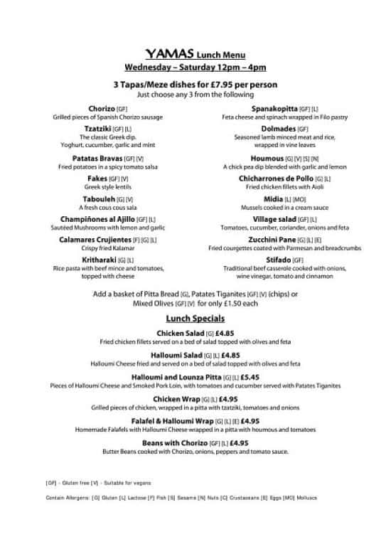 Our New Lunch Menu Ladies and Gentlemen! £7.95 for Three Generous and Delicious Dishes