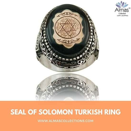Seal of Solomon Turkish Aeeq Stone Rings
