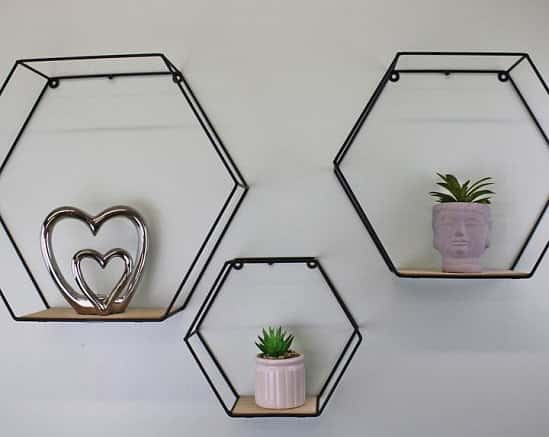 Set of 3 Hexagonal Wall Shelves £38
