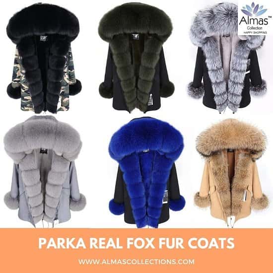 Parka Natural Real Fox Fur Coats
