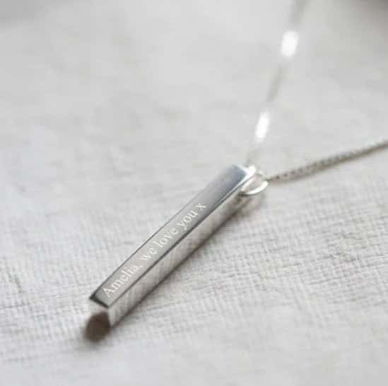 Personalised Sterling Silver Bar Necklace