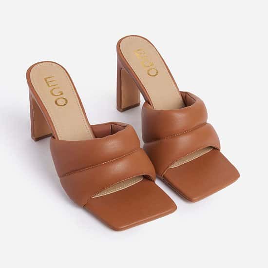 Tan peep clearance toe mules