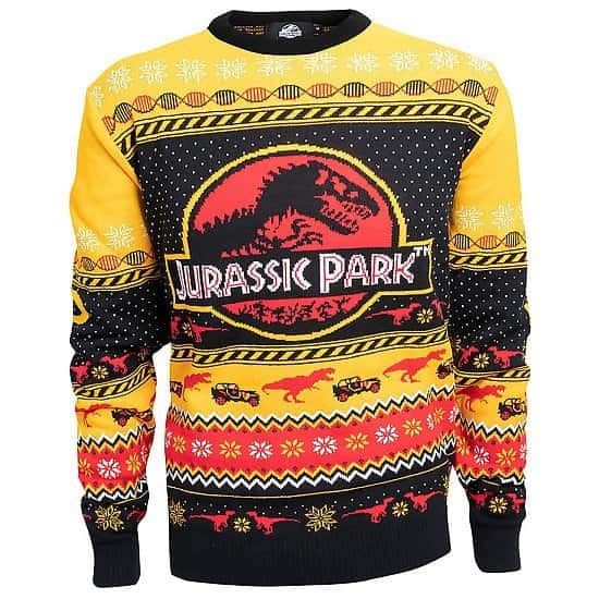 CHRISTMAS JUMPERS - Jurassic Park Christmas Knitted Jumper, Yellow £34.99!