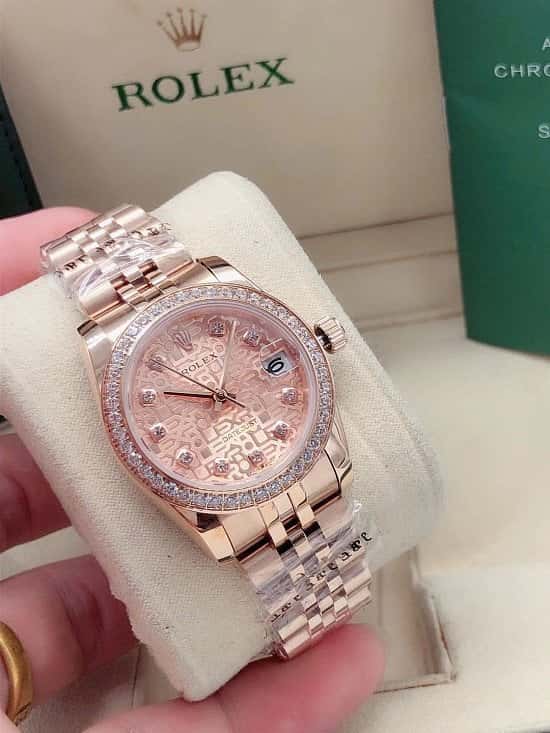 Rolex Date Just Pink Diamond Rose Gold Ladies Watch