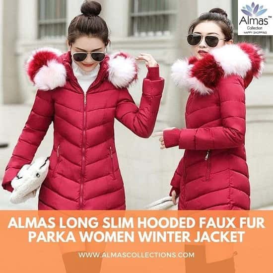 Almas Long Slim Hooded Faux fur Parka Women Winter Jacket