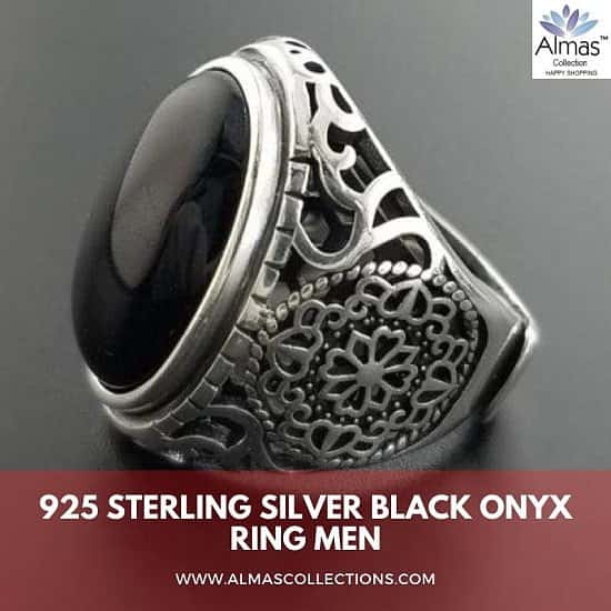 925 Sterling Silver Black Onyx Ring for Men