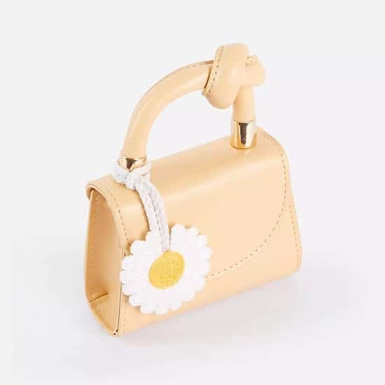 SALE - Boutique Daisy Detail Mini Bag In Yellow Faux Leather!