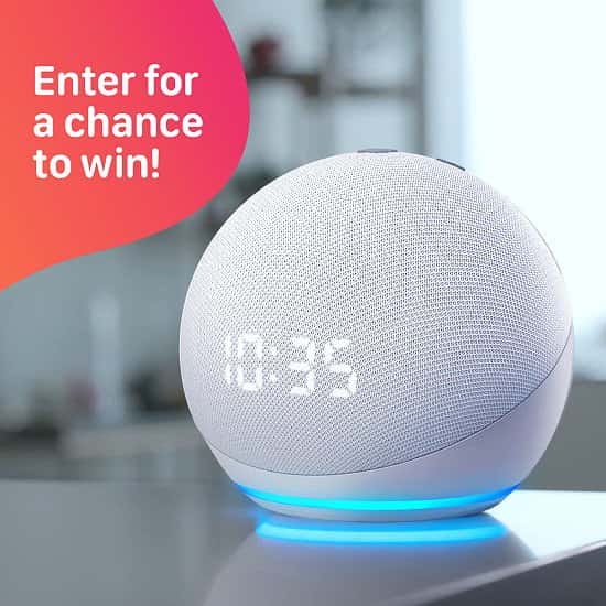 WIN the All-new Echo Dot Smart Speaker with clock and Alexa