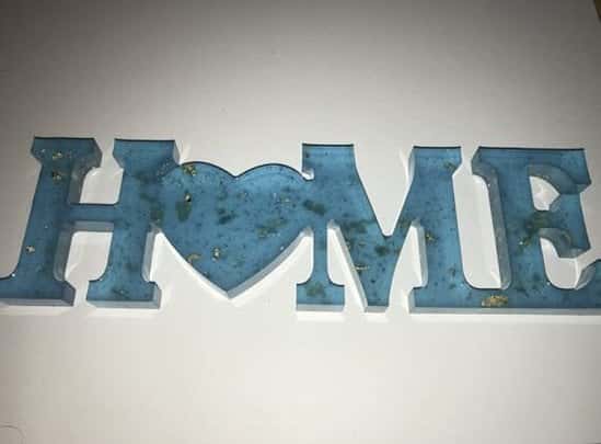 Handmade resin ‘home’ decor sign