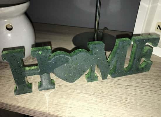 Handmade resin green double ‘home’ sign