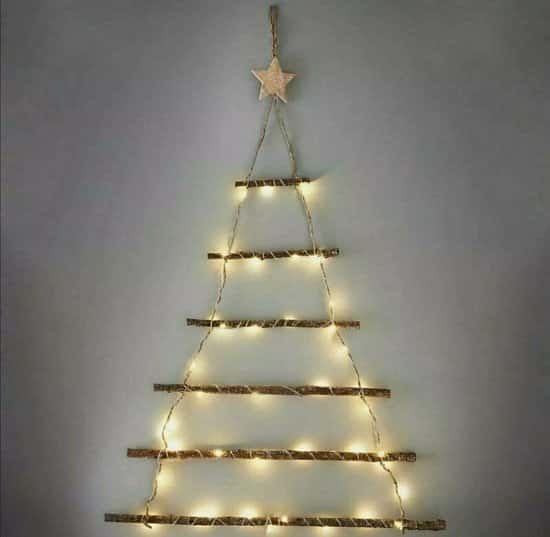 64cm Tall Christmas Wall Twig Tree 40 Warm White LED Lights