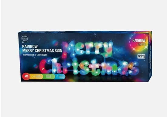 Led Light Up Merry Christmas Pink & Green Sign