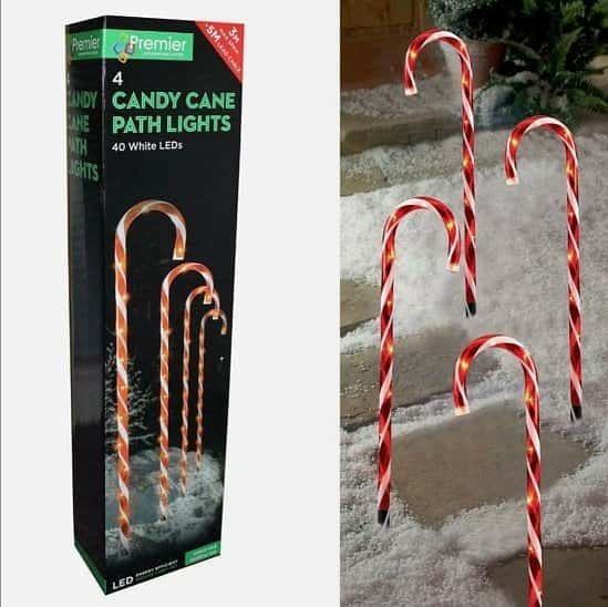 Christmas Candy Cane Path Lights with LED's 4 Piece 62cm - Red and White