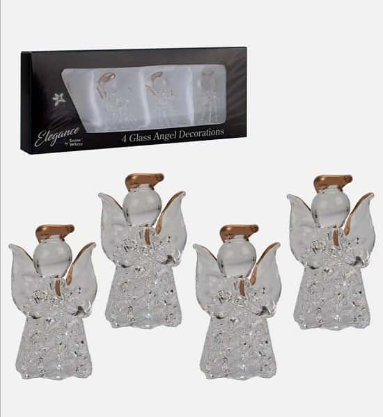 Christmas Pack of 4 Glass Ornament Decorations - 4cm Angels