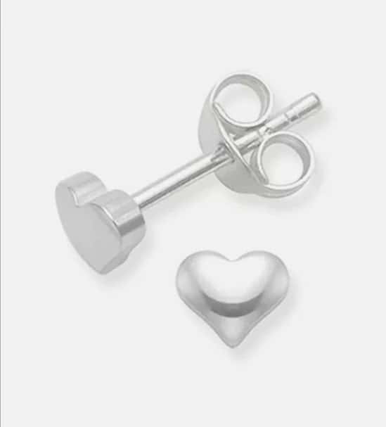 Solid Sterling Silver 3mm Heart stud earrings