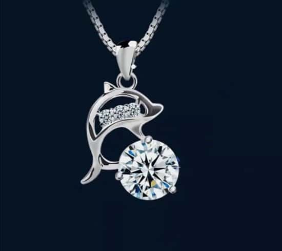 Beautiful Dolphin Pendant 925 Sterling Silver Chain Necklace