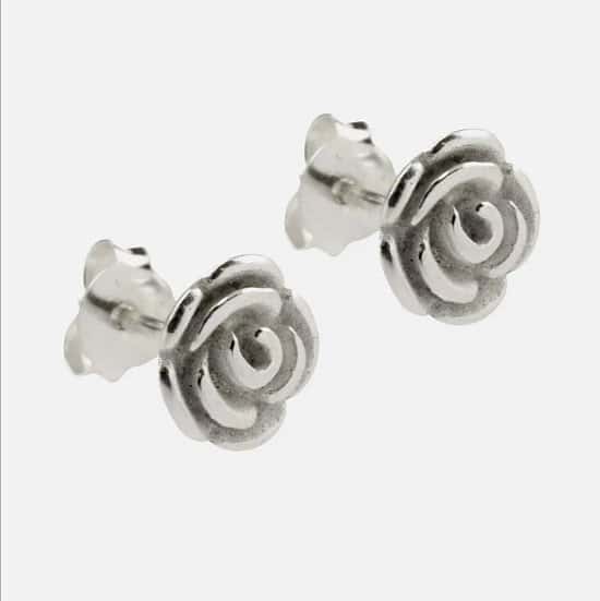 Solid Sterling Silver Rose Design Earrings