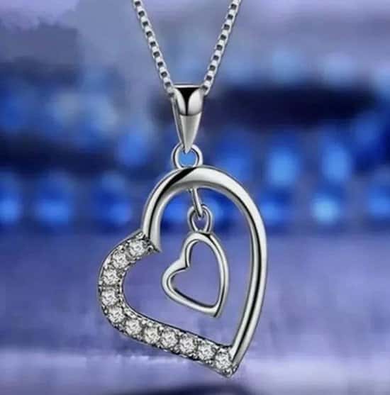 Double Heart Pendant 925 Sterling Silver Jewellery Necklace