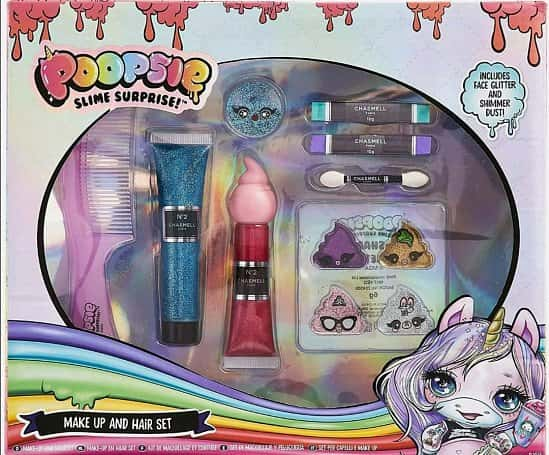 Poopsie Unicorn Surprise Girls Hair & Make Up Set, Hair Accessories Face Glitter