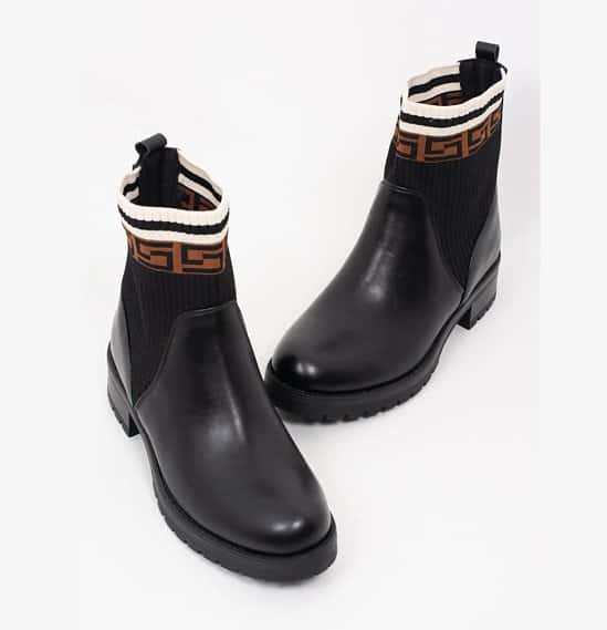 Hurry only 10 pairs left!!!! BLACK FAUX LEATHER PRINTED ANKLE BOOTS