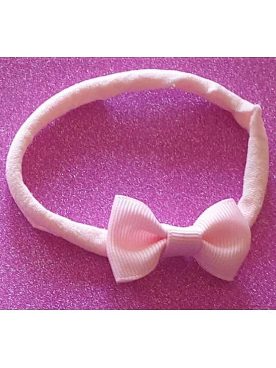 Teeny Powder Pink Bow Headband