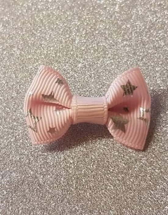Pink and Silver Star Teeny Hairbow or Headband