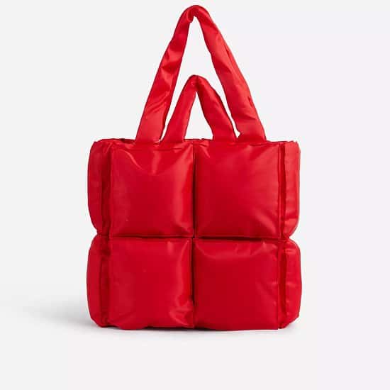 SAVE - Manic Oversized Puffa Tote Bag In Red Nylon